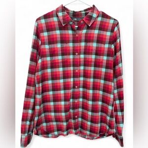 Women's North Face Plaid Flannel Button Down Size Large‎